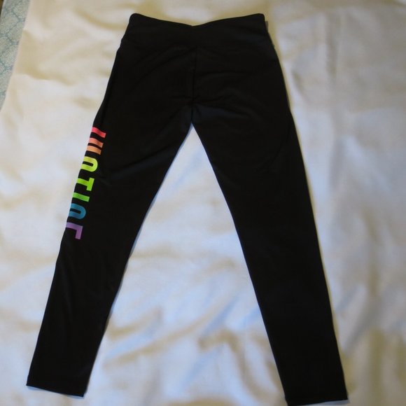 4/$14 JUSTICE girls LEGGINGS yoga ATHLETIC workout BLACK rainbow SIZE 18 - Picture 5 of 6
